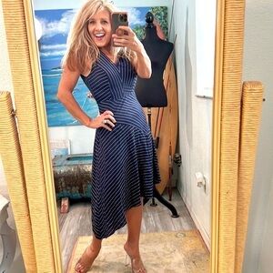 ⭐️WHBM,Navy/White,Asymmetrical Dress, Fun, Funky & Fabulous, Size, 00